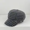 Nuevo Sombrero Octogonal a Cuadros Retro para Mujer, Hace que la Cara se Vea Más Pequeña, Versátil y a la Moda, Hebilla Metálica, Boina de Artista, Estilo Coreano Boina de Otoño/Invierno