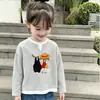 Camiseta Elegante de Manga Longa para Meninas, Novo Estilo Primavera/Outono, para Crianças Médias e Maiores, Malha Waffle Falsa Duas Peças Casual Versátil Gola Redonda Camada Base
