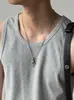Camiseta sin mangas acanalada estilo americano para hombre, camiseta blanca sin mangas de verano, corte ajustado, chaleco deportivo elástico para fitness