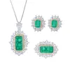Deseo transfronterizo Moda retro europea y americana Joyería femenina Esmeralda simulada Color diamante Separación de color Conjunto 8*16 6*8