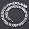 Collar Masculino de Cadena Cubana con Cierre de Hebilla Completo de Diamante de Zirconia de 14 mm Transfronterizo Europeo y Americano Joyería Hip-Hop de Gama Alta Personalización