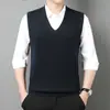 Colete de Tricô Estilo Novo de Inverno Quente Confortável Xale Casual Versátil Masculino Cor Sólida Camada Base de Tricô