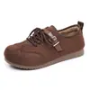 Zapatillas de entrenamiento retro alemanas para mujer, nuevo estilo otoño e invierno, suela blanda, casual, versátiles, zapatos planos con cordones, boca poco profunda, engrosados, cálidos, de algodón