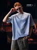 Camiseta Masculina Estilo Fino Bk Pintada à Mão 160g Algodão Puro Gradiente Verão Estilo Americano Pintada Solta Gola Redonda Manga Curta