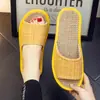 Pantuflas de Lino para Mujer Lindas para el Hogar de Verano Interiores Domésticas de Pareja Suela Gruesa Antideslizantes Luna Tela de Cuatro Li Pantuflas de Verano para Hombre
