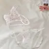 Calcinha Fio Dental Feminina Renda Morango Puro Desejo Estilo Menina Doce Japonesa com Tiras Finas e Fenda Alta Sexy para Mulheres
