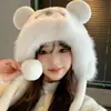 Chapéu de Inverno Cartoon Orelhas de Urso Fofas com Abafadores para Mulheres Proteção Térmica para Orelhas ao Ar Livre Gorro