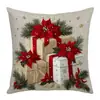 Funda de Almohada Navideña Decoración Festiva Funda de Cojín Patrón de Papá Noel Corona Campana Regalo Funda de Cojín para Sofá