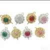 Joyería Colgante Doble de Girasol Electrochapado en Oro Real de 18 Quilates Accesorios DIY Venta Directa del Fabricante, 8 Colores Disponibles