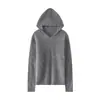 26 Otoño Invierno Seda Cachemira Cepillado Con Capucha Para Mujer Color Sólido Jersey Reductor de Edad Holgado Sudadera con Capucha de Cachemira Cepillada Tejida