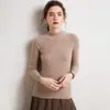 Suéter 100% cashmere puro para mulheres, com gola alta discreta, perfeito como peça base para outono e inverno, um suéter de cashmere novo e moderno com corte justo e design tricotado