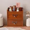 Caja de almacenamiento de madera maciza estilo cajón para escritorio vintage, caja de madera para exhibir artículos diversos de oficina, caja multifuncional para cosméticos y joyas