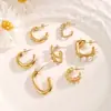 Pendientes Transfronterizos Europeos y Americanos, Pendientes Simples y de Lujo con Forma de C, Pendientes de Moda de Acero Inoxidable Chapado en Oro de 18 Quilates, Pendientes Versátiles para Mujer
