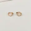 Pendientes de botón de trébol de dos piezas microincrustados de circonio, positivos y negativos, pendientes de botón de oreja de hierba de la suerte, diseño de lujo ligero de alta calidad