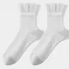 Meias Femininas Ultra-finas de Seda Cristal com Ruffles de Gaze Nuvem Estilo Japonês Meia de Cano Médio 10A Antibacteriana Malha Individual Meia de Cano Médio