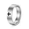 Joyería de Cruz Más Vendida de Amazon, Clásico Europeo y Americano Anillo de Acero Inoxidable con Cruz Grabada de 6 mm/8 mm