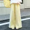 Pantalones de Verano para Niñas 2026 Nuevo Estilo Coreano Cintura de Corbata Versátiles Cuadros Dulce Moda Pantalones Anti-Mosquitos Casuales Pantalones de Pierna Ancha