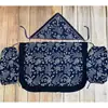 Delantal y pañuelo para la cabeza de estilo étnico con estampado floral azul para estancias en granjas, actividades de recolección de té, casas de té, actuaciones de baile de jardín de infantes, delantal de media longitud