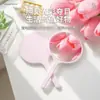 Espejo de Mano con Mango en Forma de Hoja de Ginkgo Mini, Espejo de Maquillaje de Plástico para Mujeres, Regalo de Empresa Personalizado Portátil