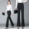 2026 Pantalones de Traje Elásticos Negros de Cintura Alta Adelgazantes Micro-bocanada para Mujer Viaje Casual Caída Ceñidos Cubren Caderas Muestran Piernas Largas