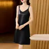 Vestido Camisola de Seda con Cuello en V para Mujer, Nuevo Estilo Primavera/Verano, Elegante Traje Vestido Adelgazante de Acetato de Seda de Morera con Falda Línea A