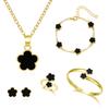 Traje de joyería de flor de cinco pétalos de gran venta transfronteriza Collar de flor de la suerte de placa simple para mujer Pulsera Pendientes Juego de 5 piezas