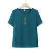Traje de camiseta de verano de abuela de mediana edad y anciana. Nueva camisa de señora mayor de estilo nacional chino de madre de 60 y 70 años.