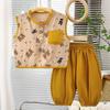 Novo Terno de Verão Infantil Estilo Coreano Colete Infantil Terno Verão Sem Mangas Shorts Conjunto de Duas Peças Estilo Estrangeiro Estilo Fino Atacado