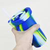 Taza de Silicona con Popote de Venta Caliente Transfronteriza, Taza de Silicona Anticaídas de 480 ml con Popote, Alta Apariencia, Resistencia a Altas Temperaturas, Logo Imprimible