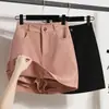 Falda pantalón corta de franela elástica de talla grande para mujer, nuevo diseño de primavera/otoño, línea A juvenil y estilizada