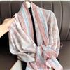Lenço de Seda Inverno Fino Xale Externo Geométrico Primavera e Outono Lenço Padrão Floco de Neve Lenço de Seda Feminino Longo Imitação de Algodão e Linho