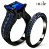 Deseo Comercio Electrónico Transfronterizo Suministro Anillo Retro Chapado en Oro Negro para Hombres y Mujeres Anillo Conjunto con Circonita Anillo Nuevo