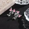 Collar de Lazo de Zirconia Rosa Más Vendido Transfronterizo Europeo y Americano, Cadena de Clavícula Elegante Simple de Nicho Fresca y Dulce