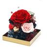 Rosa de Flor Eterna terminada vintage cuadrada base dorada acrílico Caja de regalo Rosa Eterna caja de flores Día de San Valentín Chino Navidad