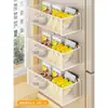 Imán de Refrigerador Estante de Almacenamiento Magnético Lateral Cesta Colgante Simple Caja de Almacenamiento Multifuncional Pared de Cocina Colgante Cesta de Metal sin Perforación