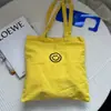 Bolsa de Lona Estilo Coreano con Cremallera, Cara Sonriente Grande, Bolsa de Lona para Estudiantes Universitarios, Bolsa Tote de Gran Capacidad para Almacenamiento de Libros