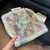 Pañuelo de Seda 70 Cuadrado Moda Coreana de Alta Gama Versátil Profesional Seda Sintética Pequeño Pañuelo de Cuello Estampado Retro Pañuelo de Seda para Mujer