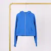Moletom Lulu com Capuz, Zíper Completo, Corte Solto, Com Etiqueta, Em Estoque, Entrega Direta, Etiqueta Dourada, Zíper Dourado, Estilo Casual Curto, Forrado com Fleece