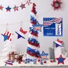 Artesanía de Madera del Día de la Independencia Estadounidense Transfronteriza Colgantes de Estrella Atmósfera de Estrella Azul y Blanca Roja Decoración Pequeños Adornos de Madera