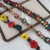 Estilo Étnico Retro Flor Madera Cuentas Cuerda Trenzada Cadena de Cintura para Mujer Estilo Bohemio Colorido Cinturón de Cuentas Accesorios de Estilo Casual