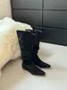 Botas Over-The-Knee de Camurça com Salto Bloco, Botas Longas Empilhadas, Sapatos Femininos, Botas Longas Slim Cáqui Outono e Inverno 2025, Botas de Equitação