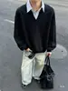 Moletom patchwork estilo americano falso duas peças para homens, top casual vintage de outono estilo faculdade, solto e relaxado com uma vibe preguiçosa