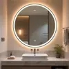 Espejo de Baño Inteligente Redondo para Hotel de Todas las Estaciones 4.0 Pantalla Táctil Espejo Iluminado Espejo de Maquillaje Montado en la Pared del Baño