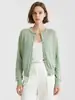 Cardigan de Punto Fino con Cuello Redondo Nuevo para Primavera y Verano de Mujer YAQI, Chaqueta Base Ajustada de Manga Larga de Tencel Europea y Americana