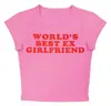 Venta al por mayor transfronteriza Ropa europea y americana Estilo Ins Ropa para mujer Camiseta corta ajustada de moda con estampado de letras Tops sexys para mujer