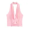 Marca Z comercio exterior transfronterizo estilo europeo y americano ZA ropa de mujer 2026 primavera nuevo top versátil de cuello halter sin espalda para fiestas