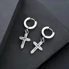 Pendientes Punk de Acero Inoxidable para Hombres, Clips para Orejas Sencillos de Cruz Estilo Coreano para Mujeres, Aros Lisos Estilo Minimalista, Venta al por Mayor de Accesorios