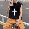 Camiseta Sem Manga de Verão Plus Size para Homens, Regata Loose Tendência Estilo Coreano, Colete Sem Manga de Marca Tendência