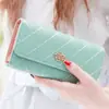 Billetera larga para mujer, nueva, con hebilla, rombos, gran capacidad, corona, bordada, para teléfono móvil, venta al por mayor para mujeres