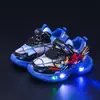 Zapatillas Deportivas Luminosas de Dibujos Animados para Niños 2025 Primavera y Otoño Nuevas de Cuero Cómodas Ligeras para Niños Estudiantes de Campus Zapatillas para Correr